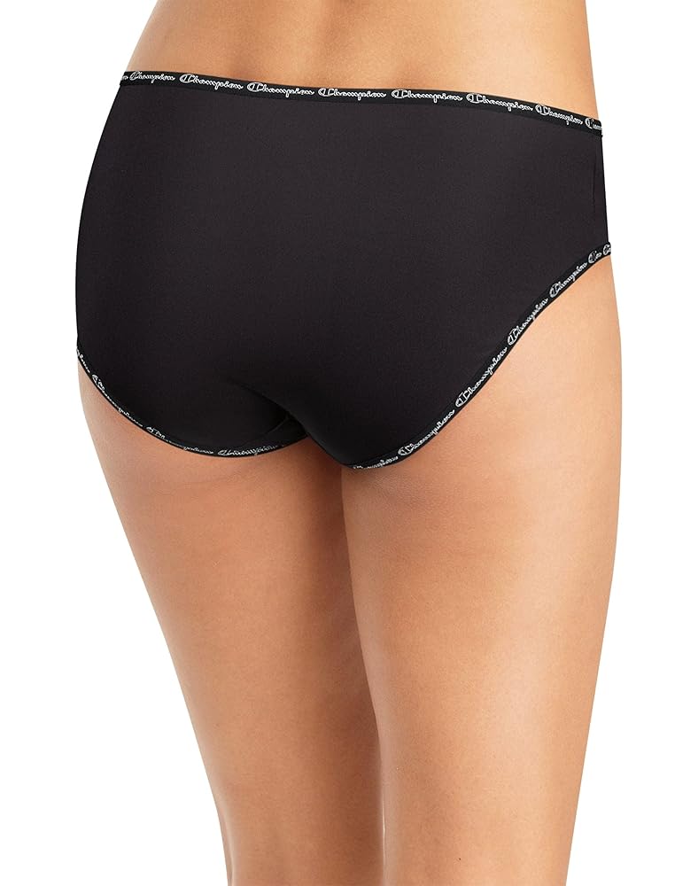 Champion Women's Microfiber Hipster, 3-Pairs, Black/Black